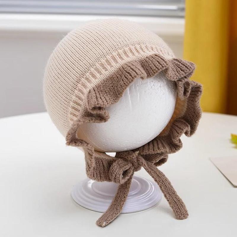Autumn And Winter Baby Warm Lace Baby Knitted Hat Knitted Thickened Baby Ear Protection Hat Baby Knitted Hat Baby