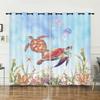 Curtains Turtle Blue Sea Sunshade Digital Printing Curtains Blackout No Punching Bedroom