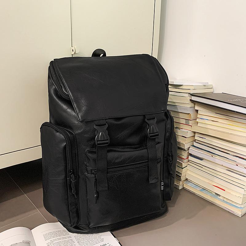 Wholesale fashion new retro men s pu backpack women s computer backpack matte leather mountaineering travel bag