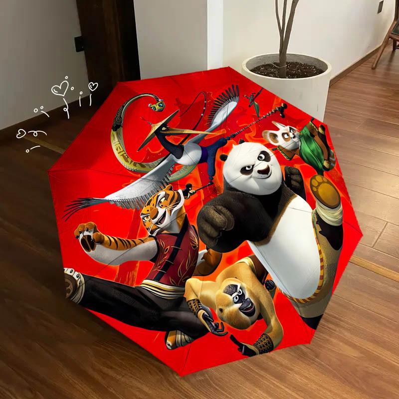 1pc Kung Fu Panda Themed High-quality Umbrella,Automatic Opening and Closing Umbrella,Multi-functional Umbrella G0811215