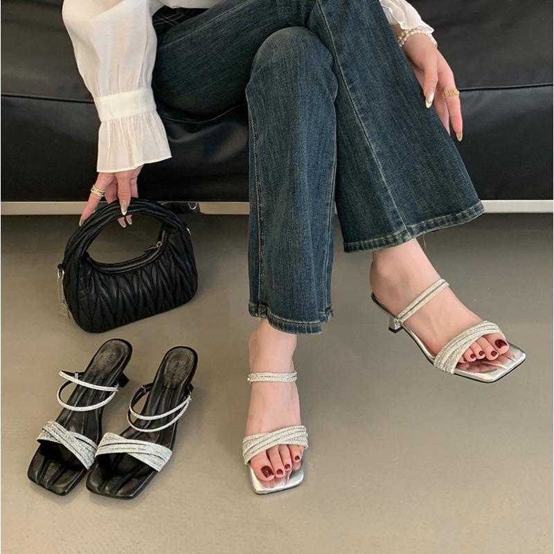 Temperament open-toed high heels sandals women's summer niche square head with skirt sandals