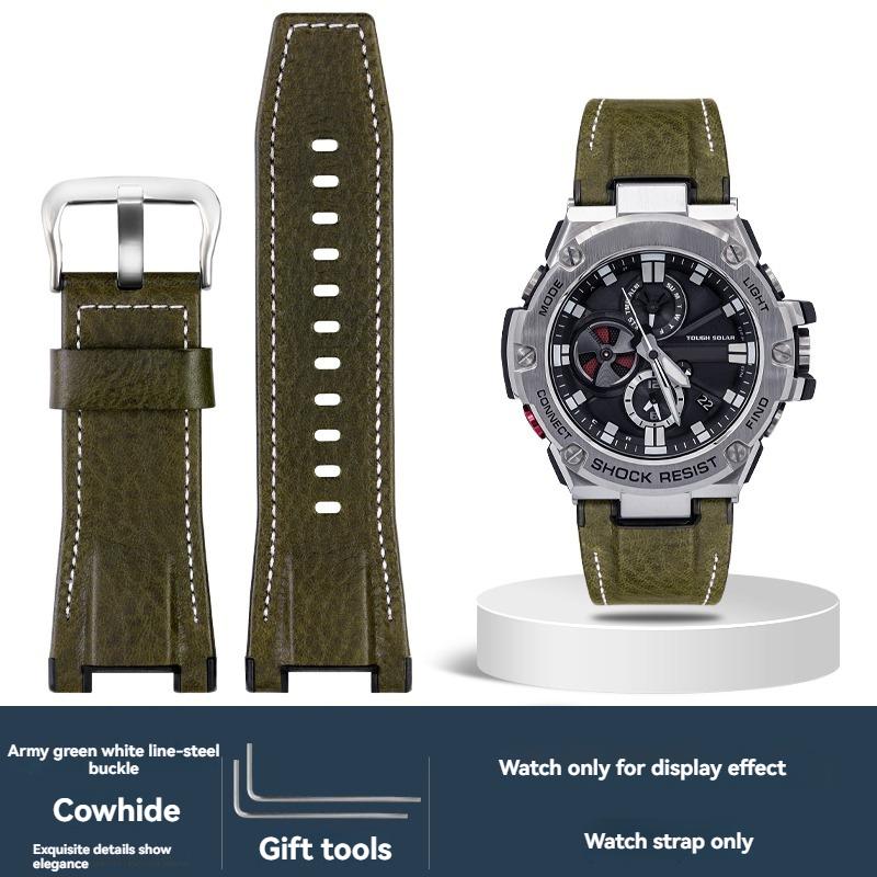Voor Casio G-SHOCK GST-S130/S110/S120/W130L GST-210/B100/W300 Echt Lederen Horlogeband armband Mannen nylon Horlogeband 26mm