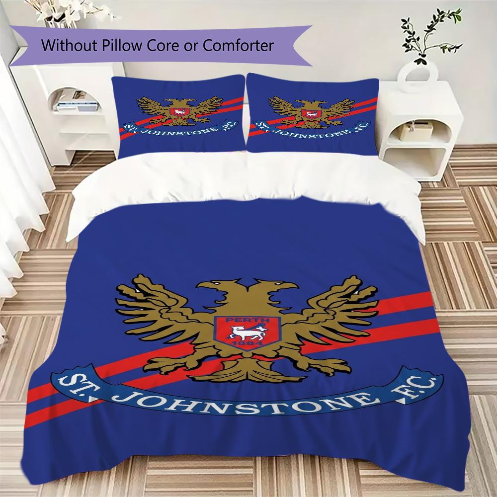 St Johnstone FC Muster Bettwäsche Steppdecken-Set Bettbezug Kissenbezug Heimdekoration Geburtstagsgeschenk (1 * Bettbezug + 2 * Kissenbezug ohne Füllung)
