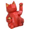 Figurka Kot Szczęścia Styl Geometryczny Żywica Ekologiczna Jaskrawoczerwona Figurka Maneki Neko na Stół