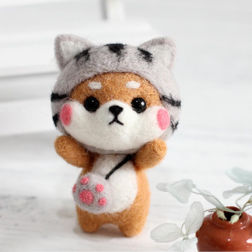 Non Finished DIY Dog Doll Wool Felting Handmade Craft Poked Needle Handcraft Material Set