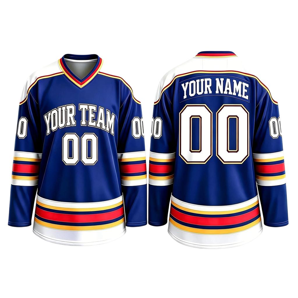 Customizable Hockey Jersey Personalized Team Name Number Long Sleeve V Neck Sportswear for Adults and Youth Suitable for Game Practice