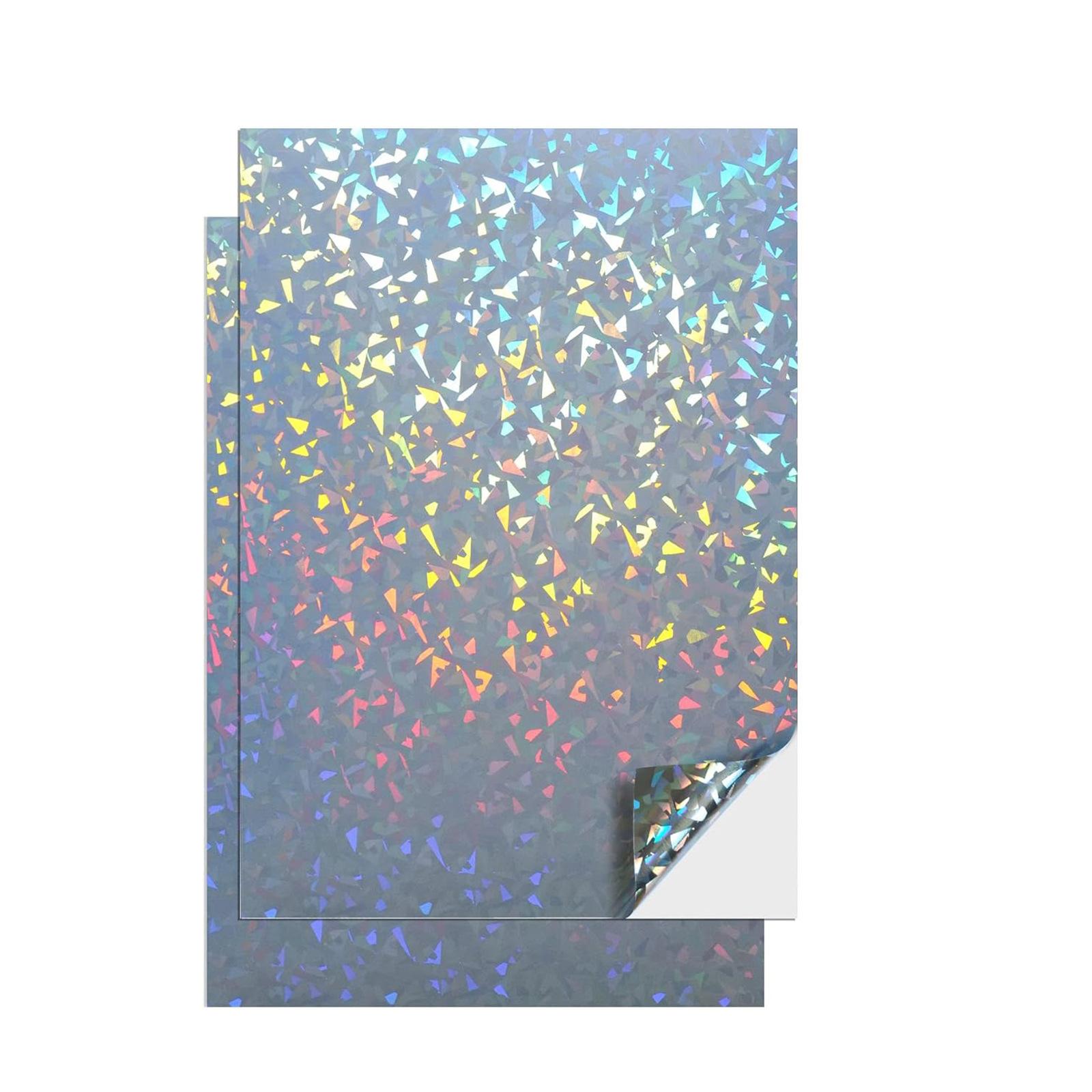 

9Sheets A4 Holographic Paper Sticker Transparent Waterproof Self Adhesive Film 11.7 x 8.3 Inches (Gem, Dot, Colorful, Star)