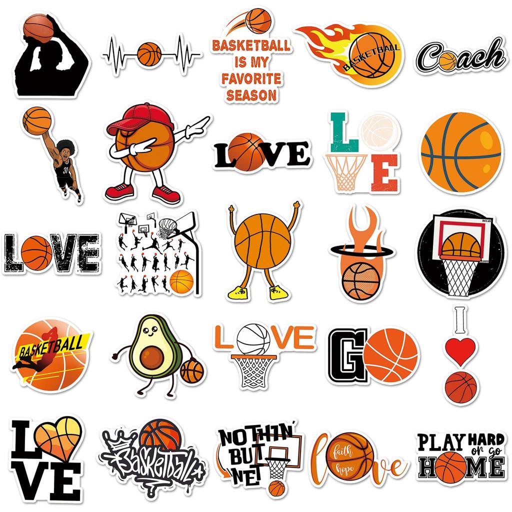 50 Basketball Waterproof Stickers for Notebooks, Planners, Luggage