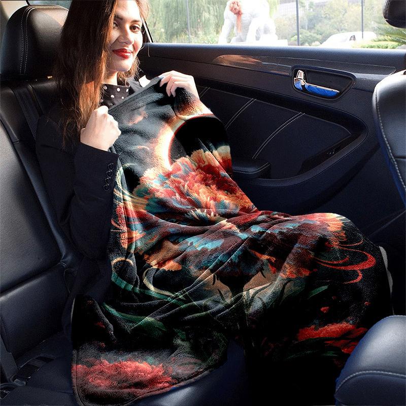 1pc Flower Printing Lightweight Flannel Blanket, Comfortable and Warm Blanket, for Camping Sofa Bed and Couch Office, Suitable for Gift Blank