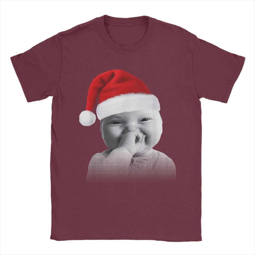 Funny Niche Baby Gen Z Meme Giggling AI Laughing Christmas T Shirt 100 Cotton TShirts For Men Tee Shirt Short Sleeve Top Tees
