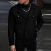 Men's Wool Shirt Jacket Button Down Long Sleeve Casual Overshirt With Flap Pockets