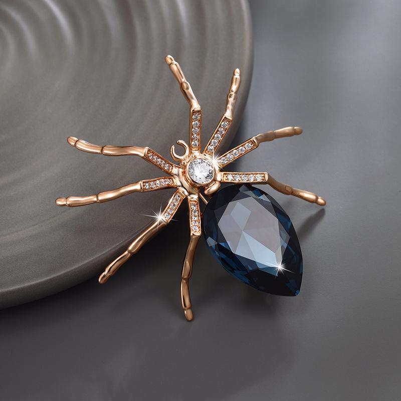 

Брошка-павук Креативні аксесуари Ретро-імітація кристалів Брошка-особистість Хеллоуїн Друзі Подарунок на робочому місці 6.2cm*6.2cm темно-синього кольору
