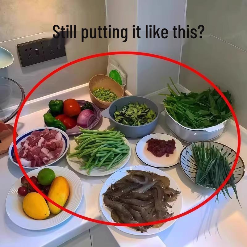 Multifunctional Kitchen Plate: Four-Grid Storage Tray for Ginger & Garlic Prep