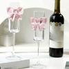 2 Stück Klares Rosa Schleife Champagnerglas Ultra Dünner Kelch Kreative Trinkgläser Partyzubehör