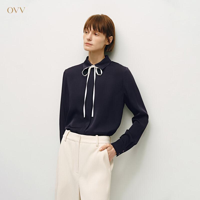 OVV Women s Detachable Ribbon Long Sleeve Shirt S