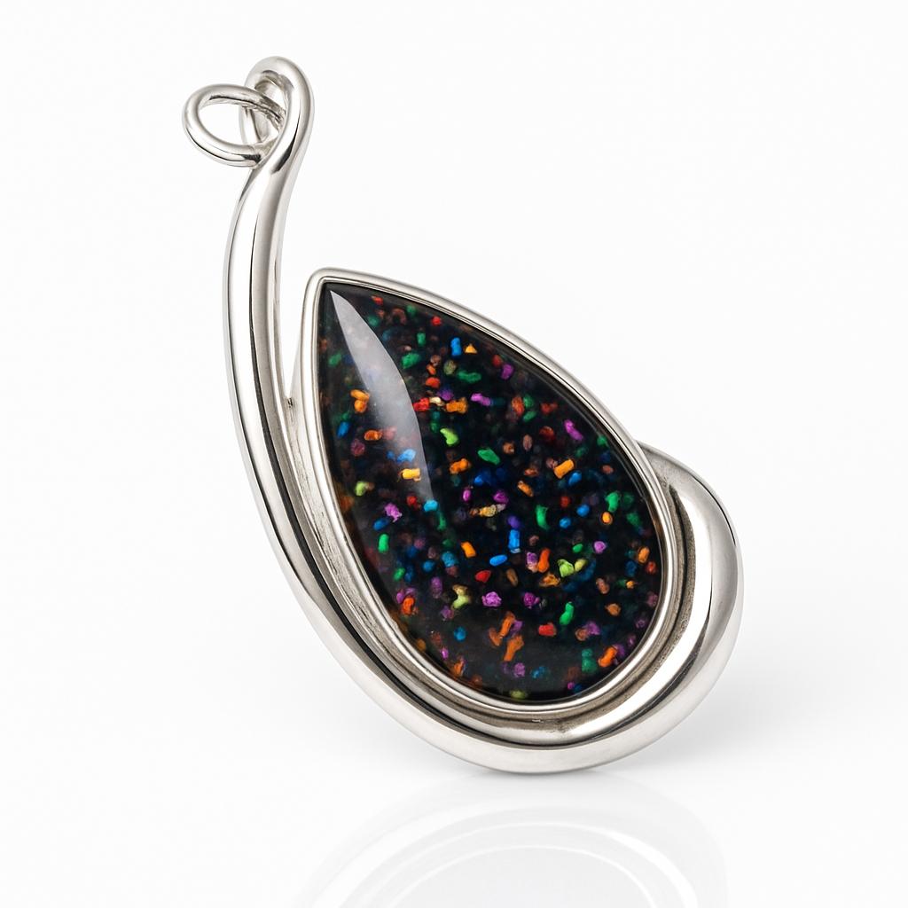Natural Multicolor Opal 30.90 Ct 925 Sterling Silver Pear Cut Pendant CERTIFIED
