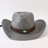 Popular European and American Classic Straw Woven Western Cowboy Hat Men's and Women's Outdoor Fashion OL Wind Woven Top Hat