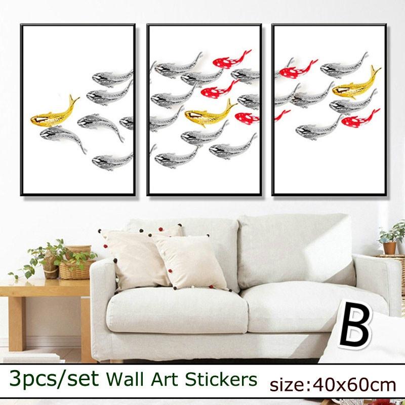 3pcs/set  Self-adhesive Decorative Wall Stickers Picture Warm Poster Home Layout Background Wallpape
