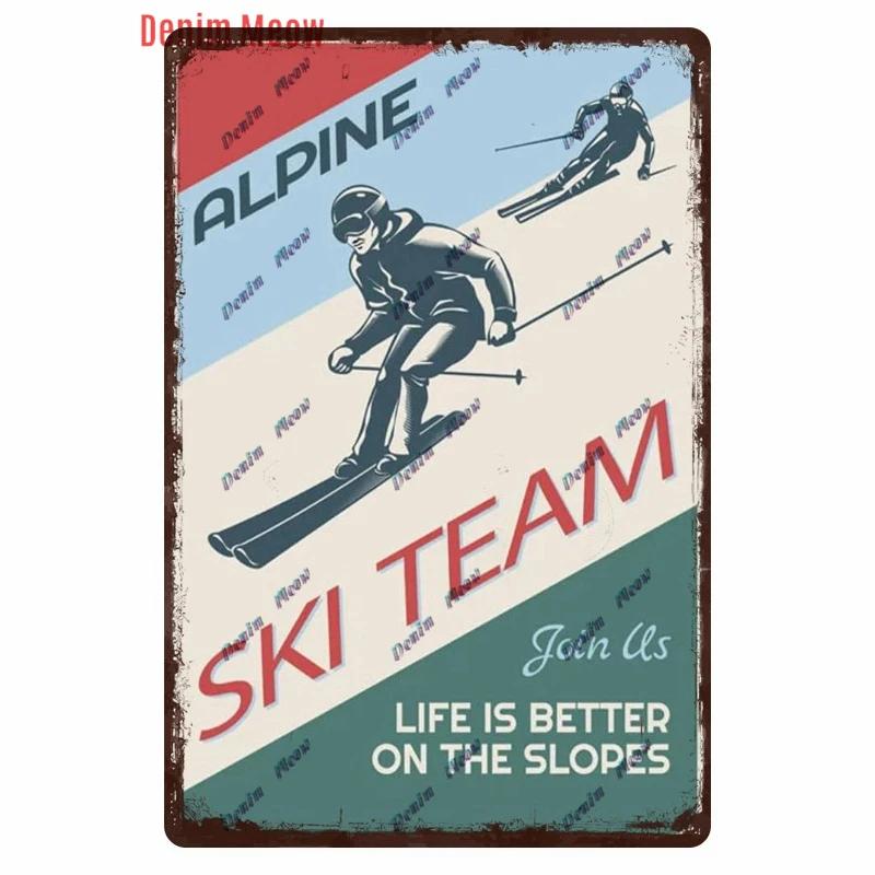 Vintage Ski Patrol Metal Poster, Retro Apres Skiing Tin Sign, Outdoor Winter Sports, Ski Team Printing Decoration, Plates, WY262