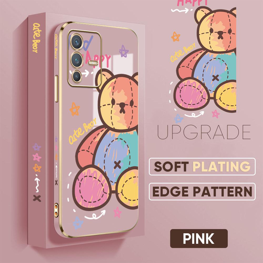 For Honor 90 70 50 X7a X9a P30 Pro P40 Lite Infinix Hot 40i 30i Vivo Y22 Y18 V30 Pro V40 Colorful Bear Design Soft Full Lens Protect Phone Casing