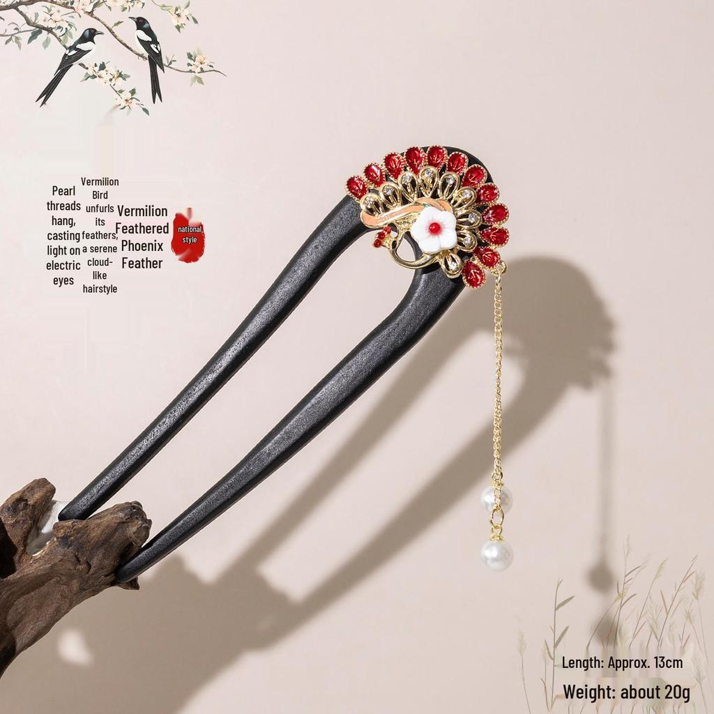 Elegant U-Shaped Tassel Hairpin: Ancient Chinese Style Floral Hair Accessory for Hanfu & Qipao Updos