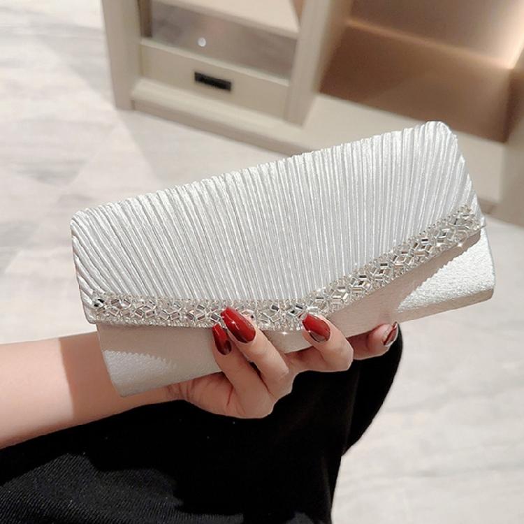 Pleated Evening Bag Wedding Gift Clutch Detachable Chain Shoulder Bags Handbag