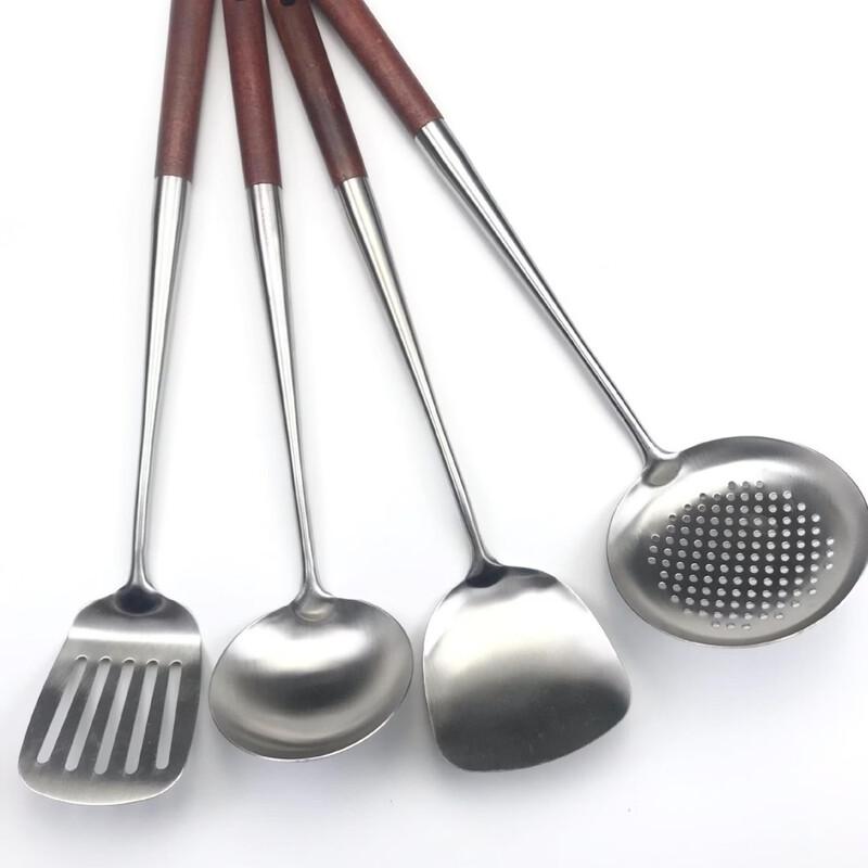 Zhishi Thickened & Lengthened Stainless Steel Spatula with Wooden Handle
