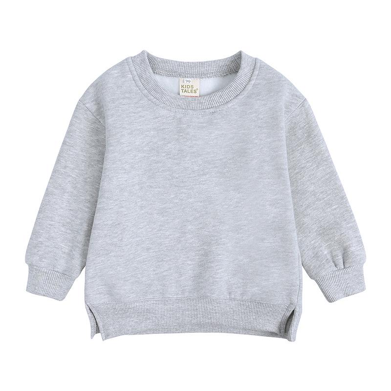 Kids' Korean Style Solid Color Long Sleeve Sweatshirt, Round Neck Trendy Top for Boys and Girls