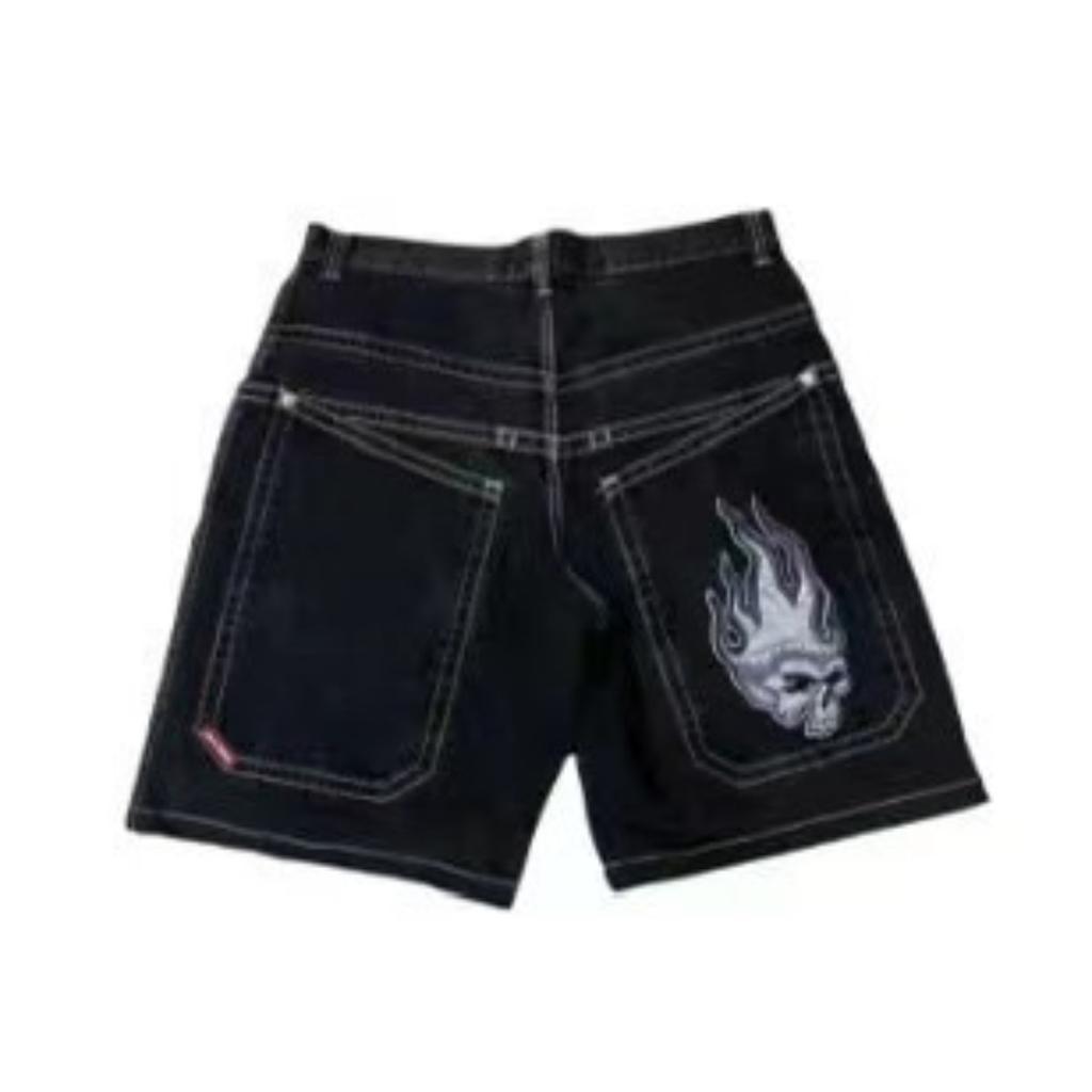 DRIPX Pantaloncini Larghi Y2K Tasche Americane Stampa Denim Pantaloncini da Palestra Anni 2000 Vintage Streetwear Hip Hop Uomo Donna Pantaloncini da Basket