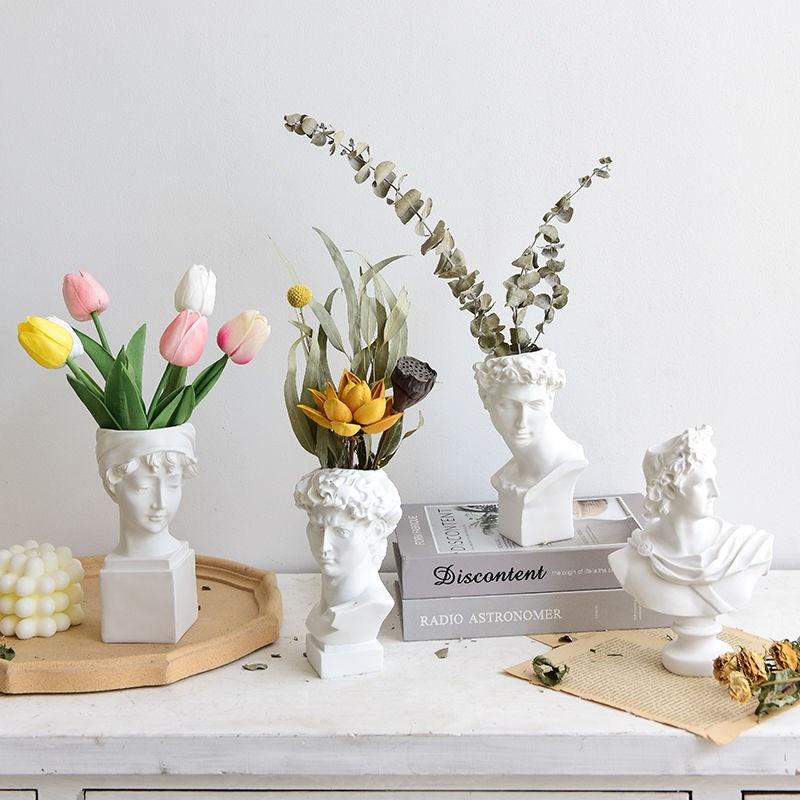 1pc, Greek Avatar Vase - Beautiful Three-Dimensional Resin Flower Pot Decoration for Enhancing Home Decor, for Living Room, Bedroom, or Office