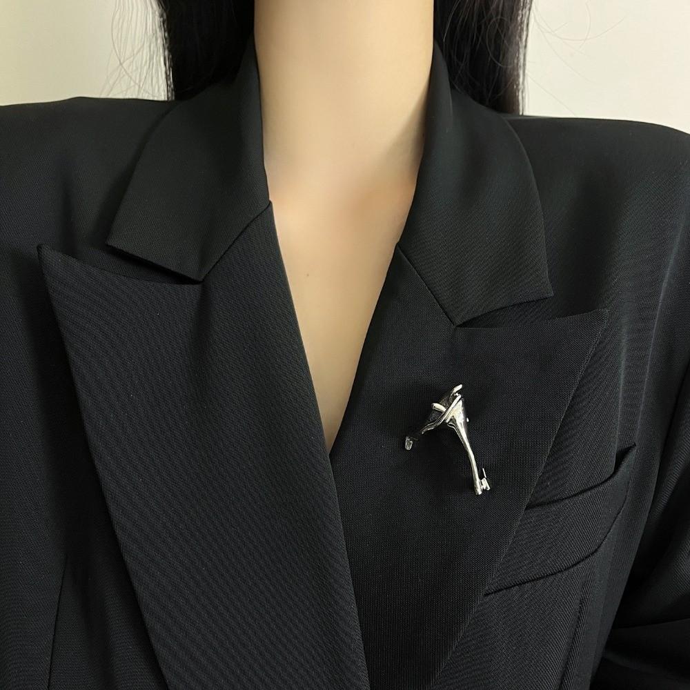 Corsage Ornament Calla Brooch French Style Metal Glossy Brooch Uniform Zantedeschia Pins  Party