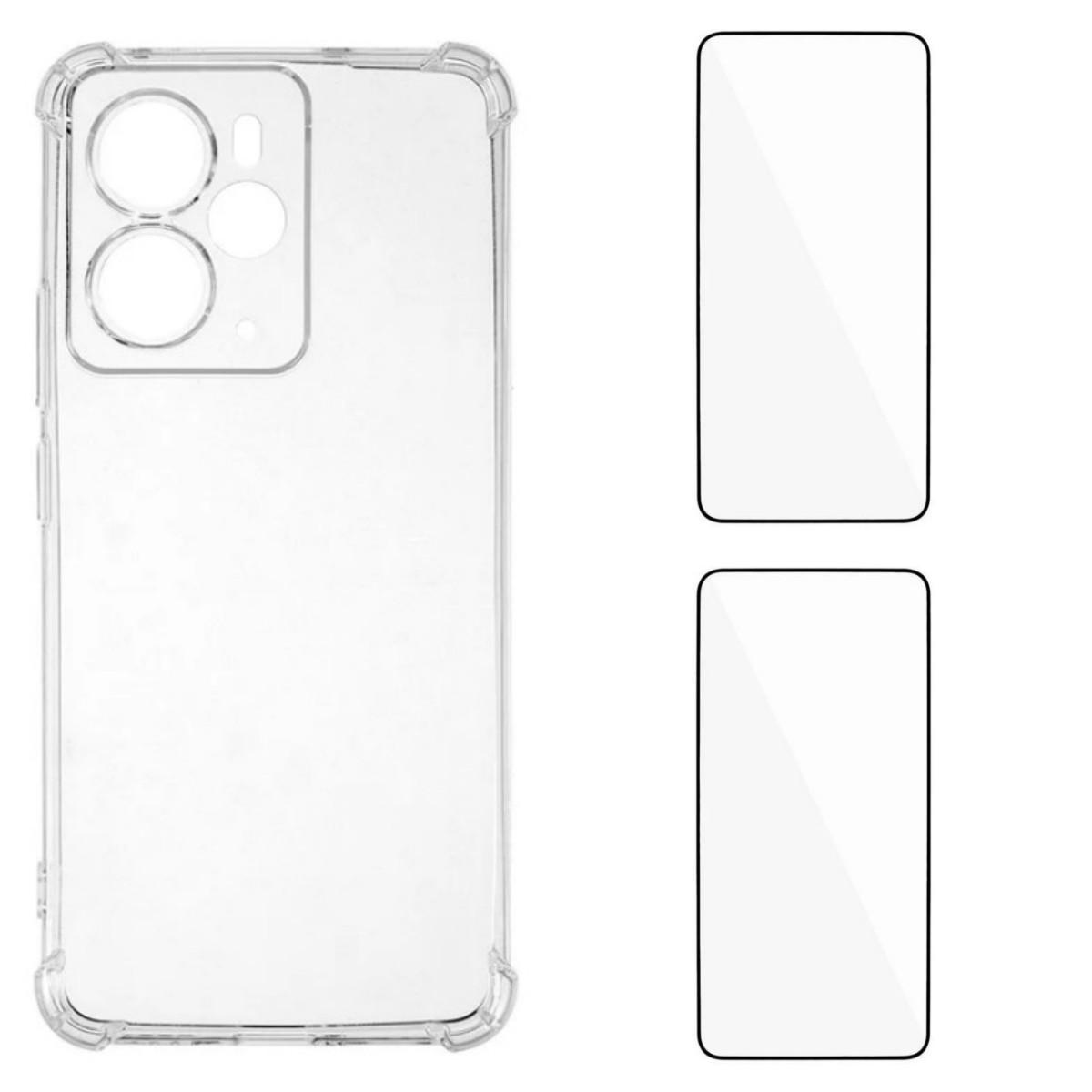 

For Realme 14 5G TPU Case WANLONFENG WL3 Series 1.5mm Phone Cover with 2Pcs Tempered Glass Films Transparent