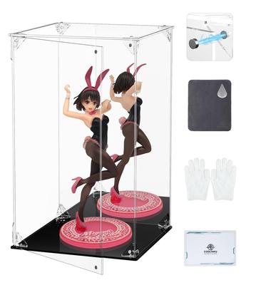 COOLTAKU Figure UV Back Magnetic Magnet Front Collection More Assembled Acrylic Display Stain Cleaning Cloth Included 15 X Depth 15 X Height Black