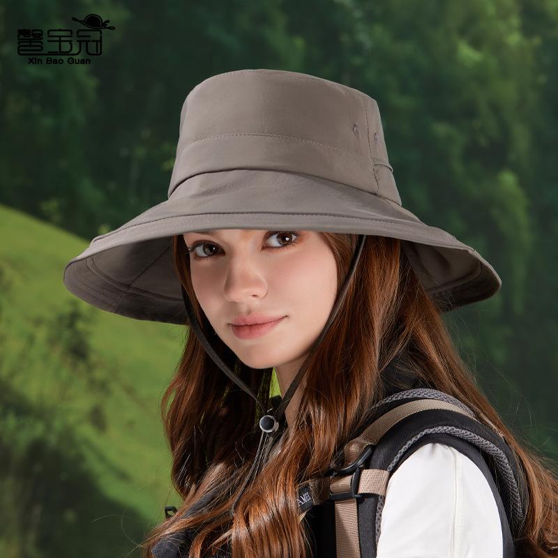 Spring and Summer Outdoor Sunscreen Hat Children Solid Color Eaves Quick-drying Waterproof Bucket Hat Men's Mountaineering Fishing Sun Hat