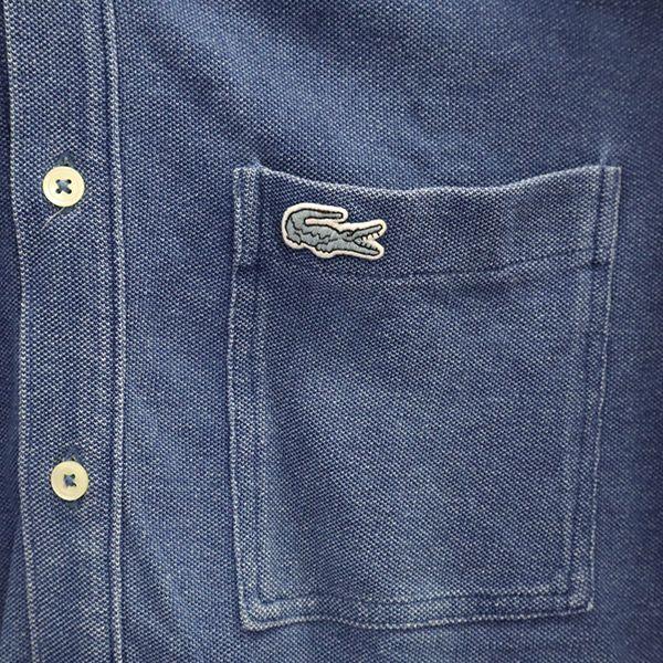 Lacoste Logo Patch Long Sleeve Button Down Shirt S Blue Men's Used