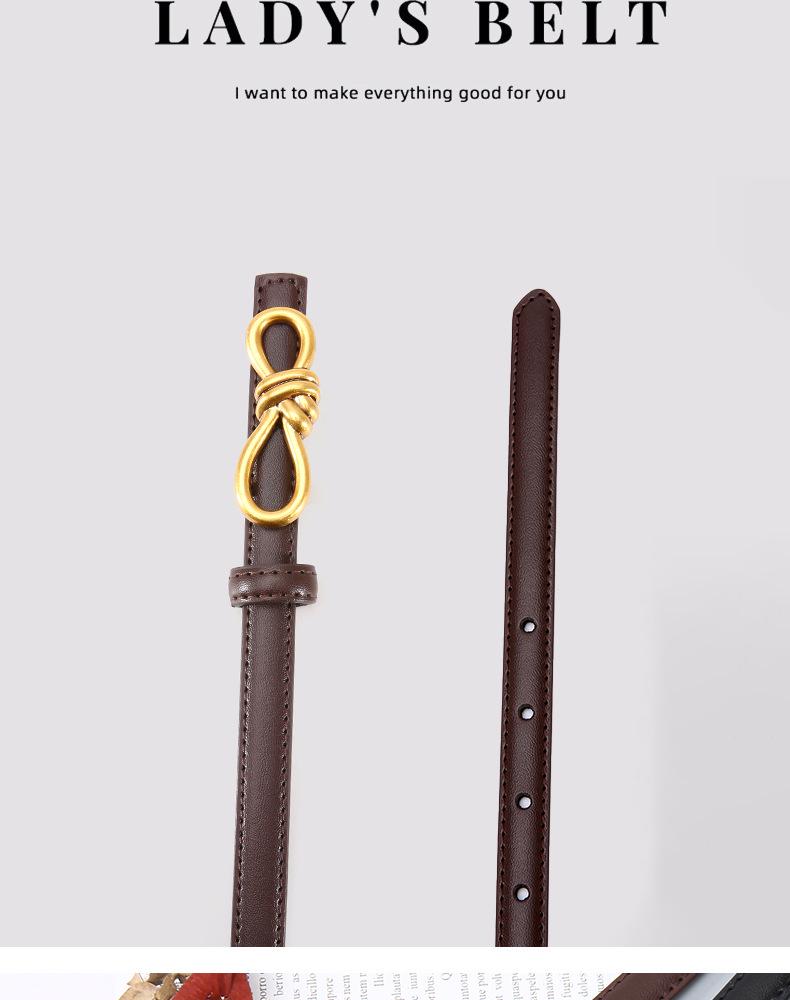 Women's Genuine Leather Bowknot Waist Belt - Simple, Versatile, Thin Cowhide Accessory for Dresses, Skirts, Shirts, and Trousers.