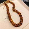 Geometric Chain Leopard Print Necklace Autumn and Winter Simple High-end Clavicle Chain Personalized Retro Fashion Temperament Jewelry