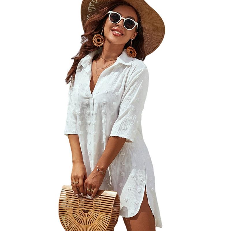 Summer Women's Dress Pullover Solid Color Irregular Shirt Skirt Blouse