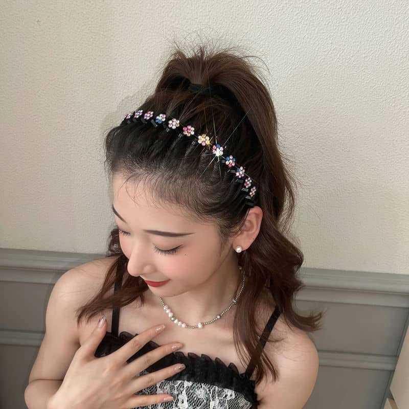 Non-slip Rhinestone Women Girls Headbands Solid Wave Hairbands Bezel Fashion Hair Hoop Ladies Boutique Hair Accessories