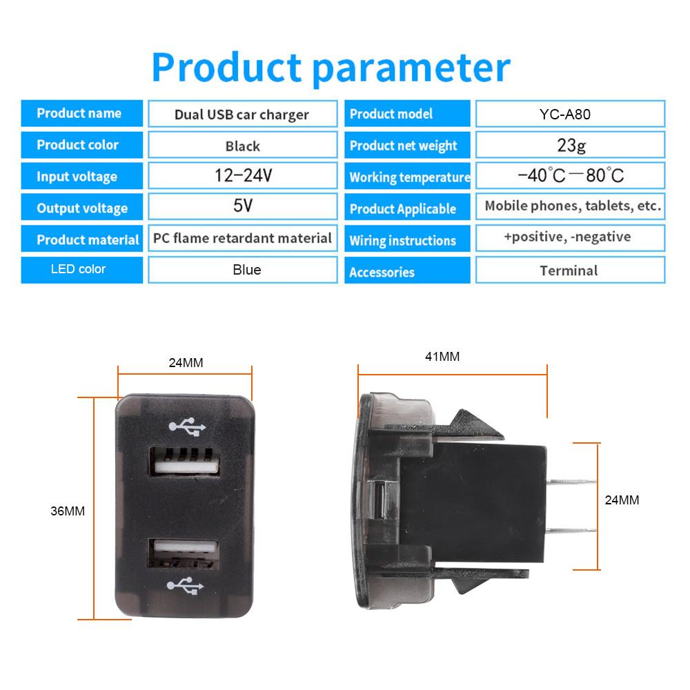 4,2A duální USB zásuvka nabíječka do auta napájecí adaptér pro telefon s LED světlem 12V 24V pro Honda CIVIC CROSSTOUR CRV ODYSSEY