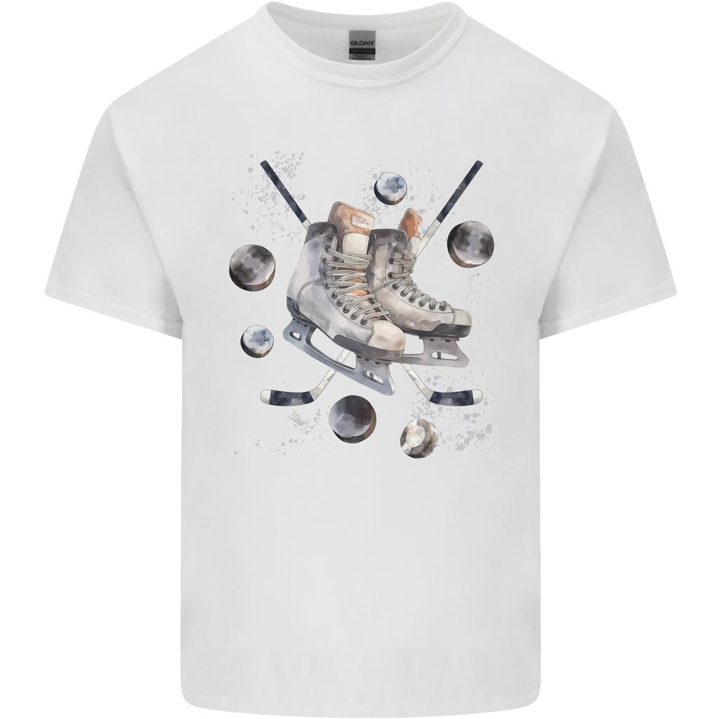 Ice Hockey Boots Stick Pucks Unisexs Light Cotton Tshirt