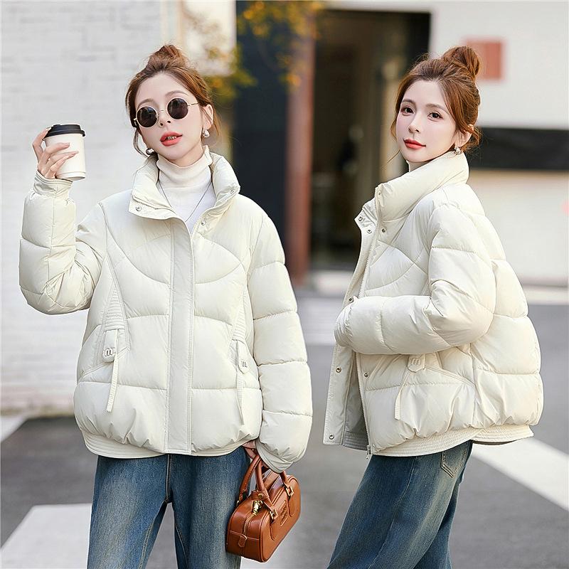 Winter new women's stand-up collar windproof fashion short warm down cotton clothes simple high repurchase rate cotton clothes jacket