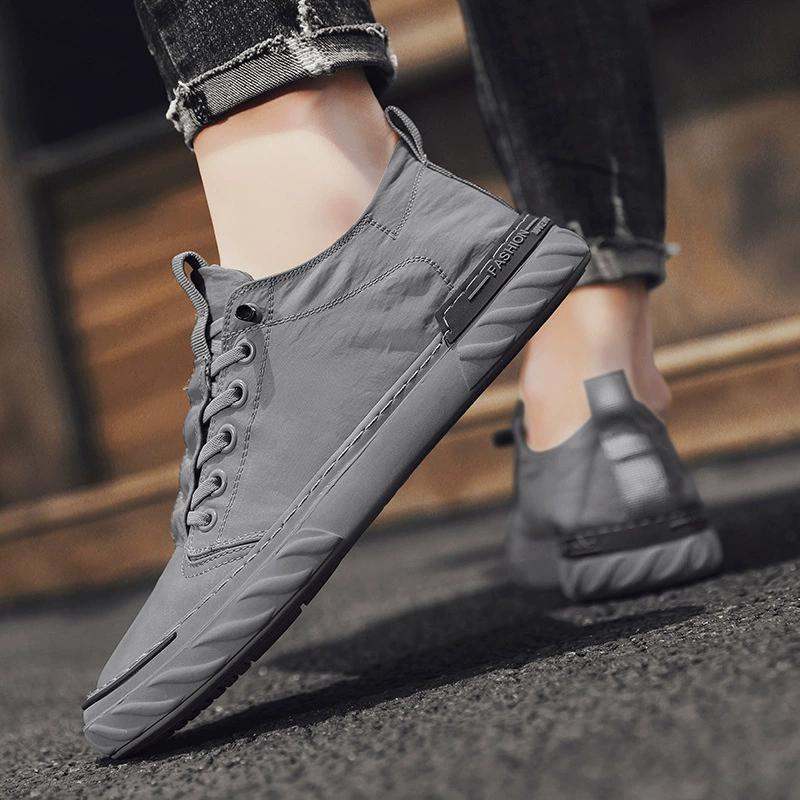 Autumn Spring Breathable Flats Board Shoes Canvas Trendy Sneakers Men'S Shoes Ice Silk Leisure Lazy Cloth Shoes