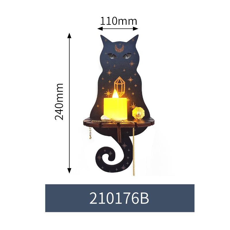Wall Hanging Mounted Candlestick Holder Wooden Carving Craft Decor Owl Animals Foxes Cat Candle Display Crystal Storage Rack