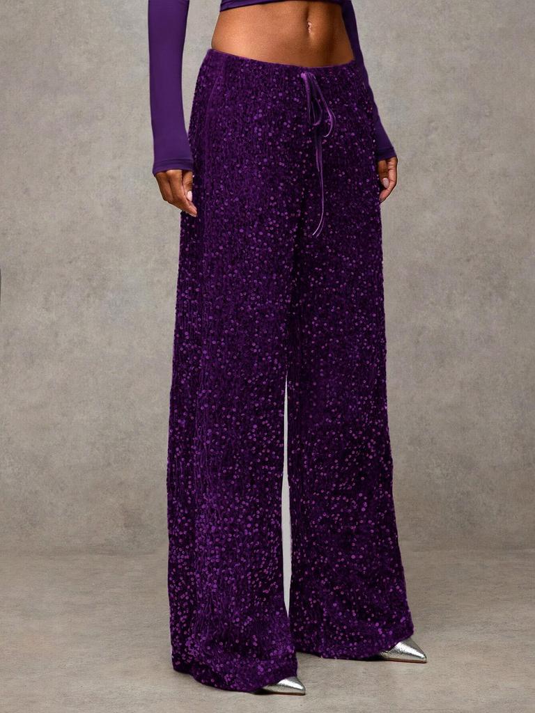 Glänzender Faltschnur für schmal geschnittene Hosen, Damen-Freizeithosen