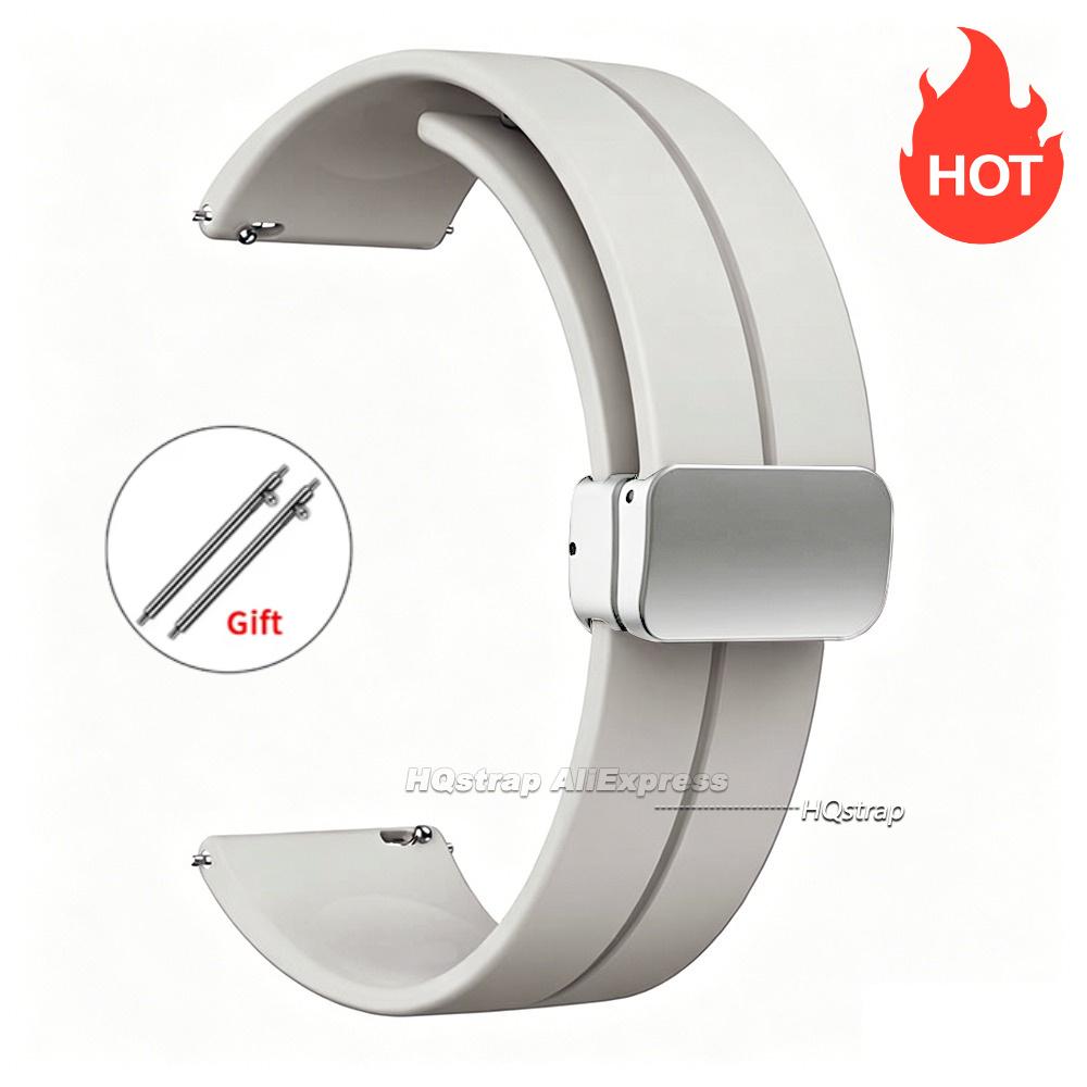 Magnetic Silicone Watch Strap 18mm 20mm 22mm Bracelet Magnetic Metal Buckle Wristband Quick Release Men Women Band Accessories