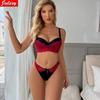 Sexy Lace Underwear For Women Push Up Bra and Panty Set Hollow Out Intimate Adjustable Brassiere Briefs