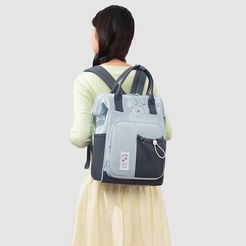 Zaino in Nylon Orsetto Carino per Donna Grande Capacità Multitasche Scuola Viaggio Daypack Leggero