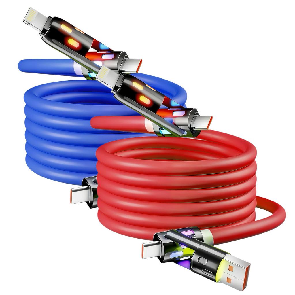 PD3.0 Luminous Zinc Alloy Fast Charging 4-in-1 Cable with Colorful Light