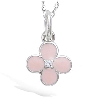 [N5335] - Pink 'Flora' Silver Pendant (rhodium-plated) - 9 Mm